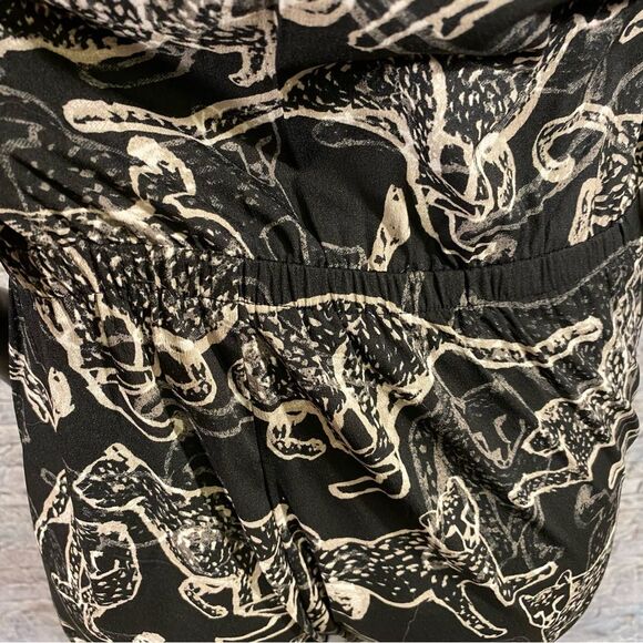 H&M Jumpsuit Black Tan Leopard Cheetah Print Women's Size 6 Lightweight Summer - Picture 7 of 9
